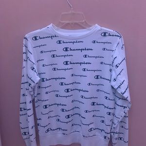 Blue and white champion sweatshirt